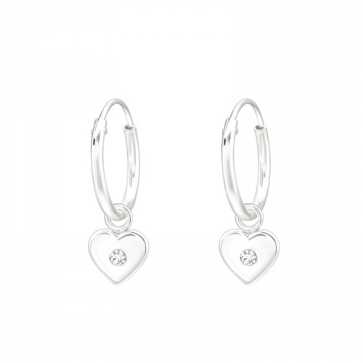 Boutique 23 fülbevaló, gyerekeknek, ezüst, Crystal Heart modell