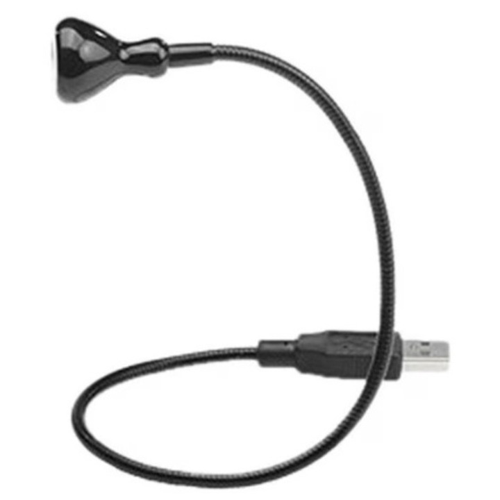 Veioza LED, cu USB, reglabila, neagra, 37 cm