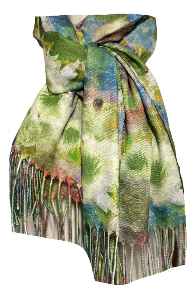 Fular casmir dama F, Dacali, verde/albastru,180 x 70 cm - eMAG.ro