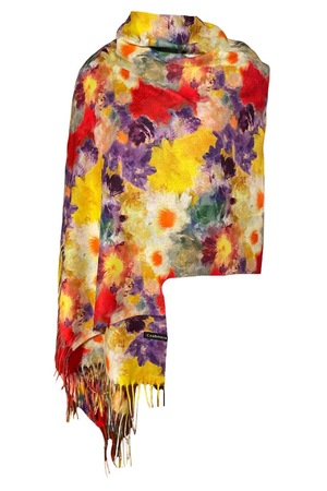 Fular casmir dama F, rosu/galben, 180 x 70 cm - eMAG.ro