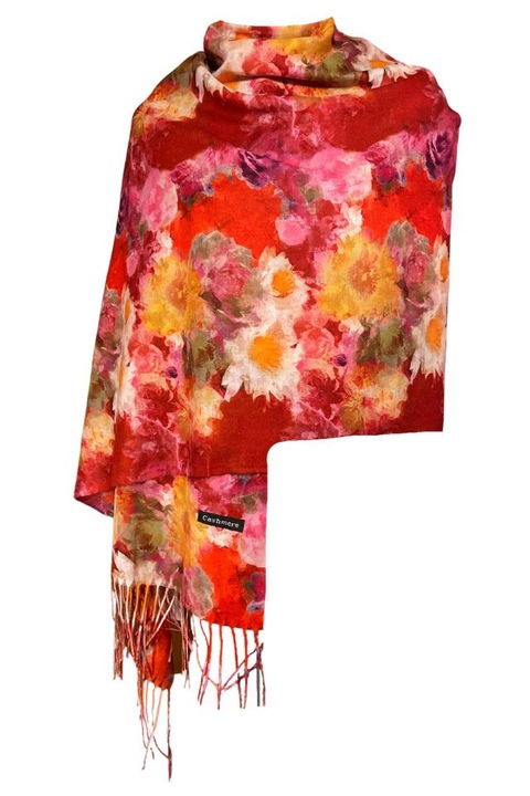 Дамски кашмирен шал F, Dacali, тъмно бордо, 180 х 70 см