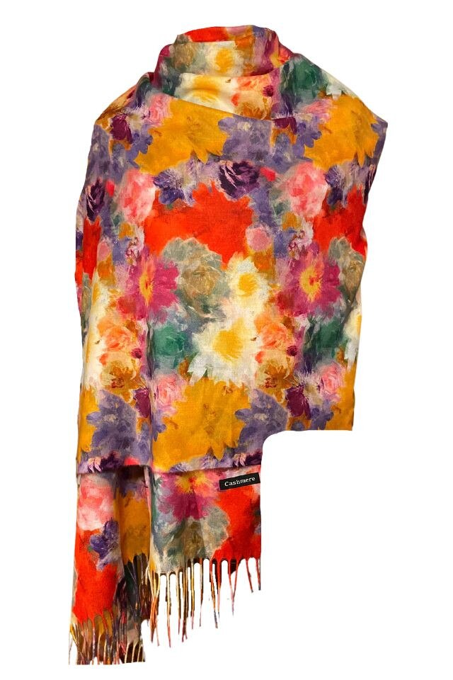 Fular casmir dama F, mov/rosu, 180 x 70 cm - eMAG.ro