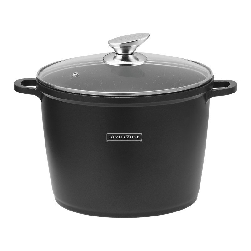 Oala cu capac sticla 24 cm marmura Royalty Line, 6.8 l