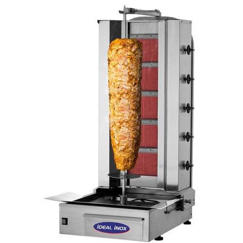 Aparat kebab, IDEAL INOX, 5 arzatoare, motor jos