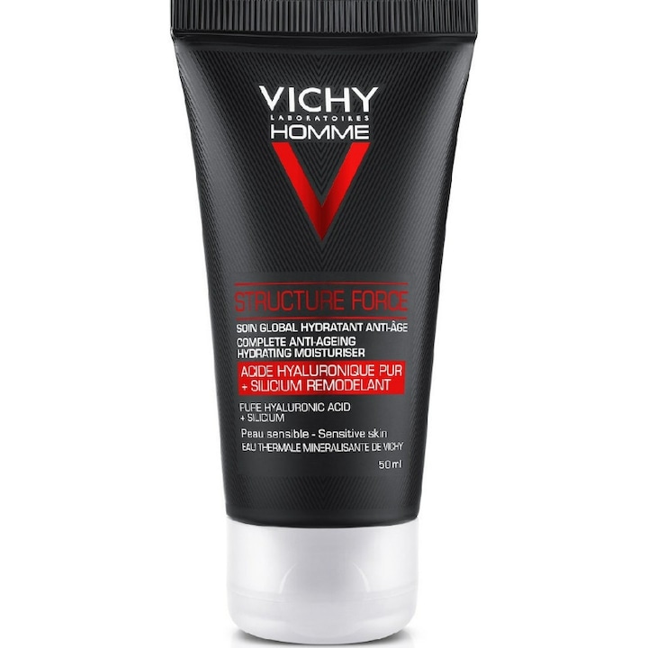 Crema anti-imbatranire Vichy, Homme Structure Force, Efect de fermitate, Pentru fata si ochi, 50 ml