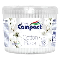 Betisoare de urechi, 100% bumbac, 300 buc, Ultra Compact