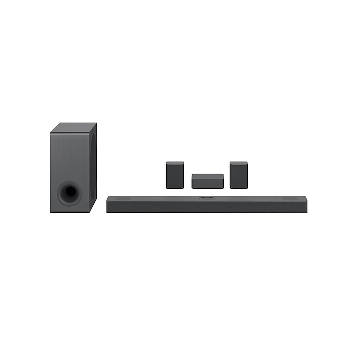 Soundbar, LG, S80QR 5.1.3 Meridian Dolby Atmos proiector de sunet, subwoofer wireless, 620 W, Negru