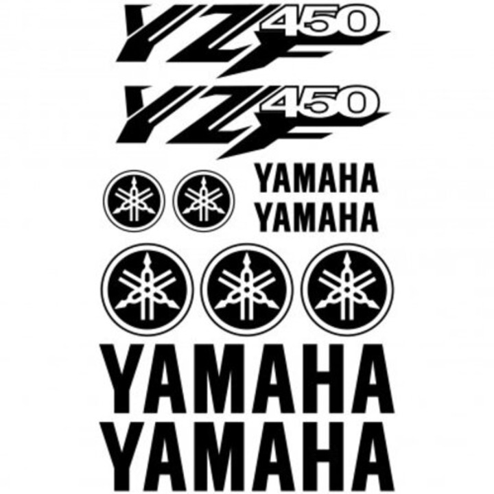 Комплект от 11 стикера Yamaha, YZF 450, черни, 30x50 см