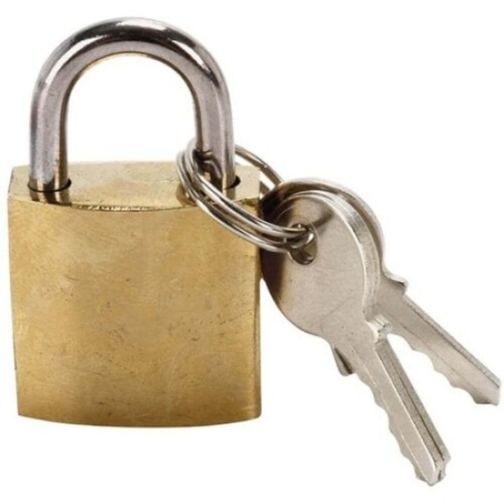 Lacat Auriu cu 3 Chei, Dimensiune 50 mm, Material Metal