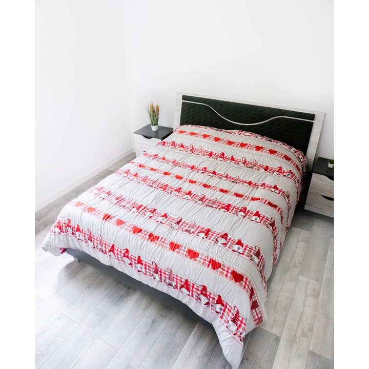 Pilota de iarna din microfibra, Tirolo Trapunta, 260 X 260 cm, Inimioare Elfi