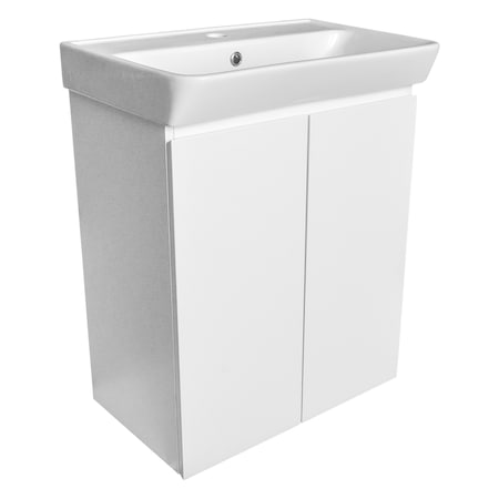 Masca lavoar Goodmob, fara Lavoar, Luna 60, cu usi MDF, alb, Aquastop 4, 78x57cm