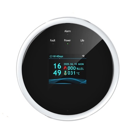 Senzor detector de gaz wireless Zenno®, portabil, pentru detectare scurgere de gaze, Smart Control, Display LCD, Semnal luminos si acustic, Culoare Alb