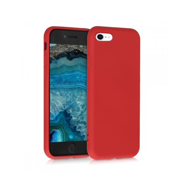 Husa Safe Flex compatibila cu iPhone SE 2/ SE 2020, Comando Fonix, Design Slim flexibil, Interior captusit cu microfibra, Anti shock, Silicon moale, Textura cu finisaj mat/fin, Antiaderent, Rosu