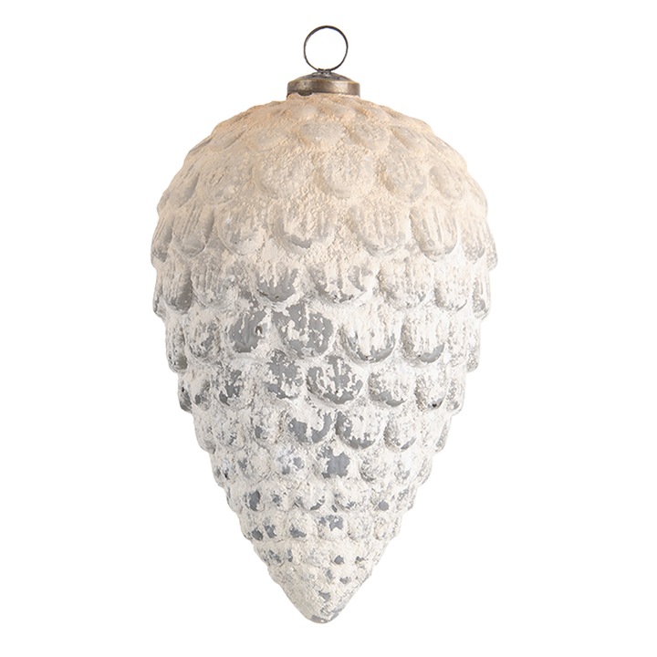 Комплект от 2 антични бели стъклени глобуса 13x20 см