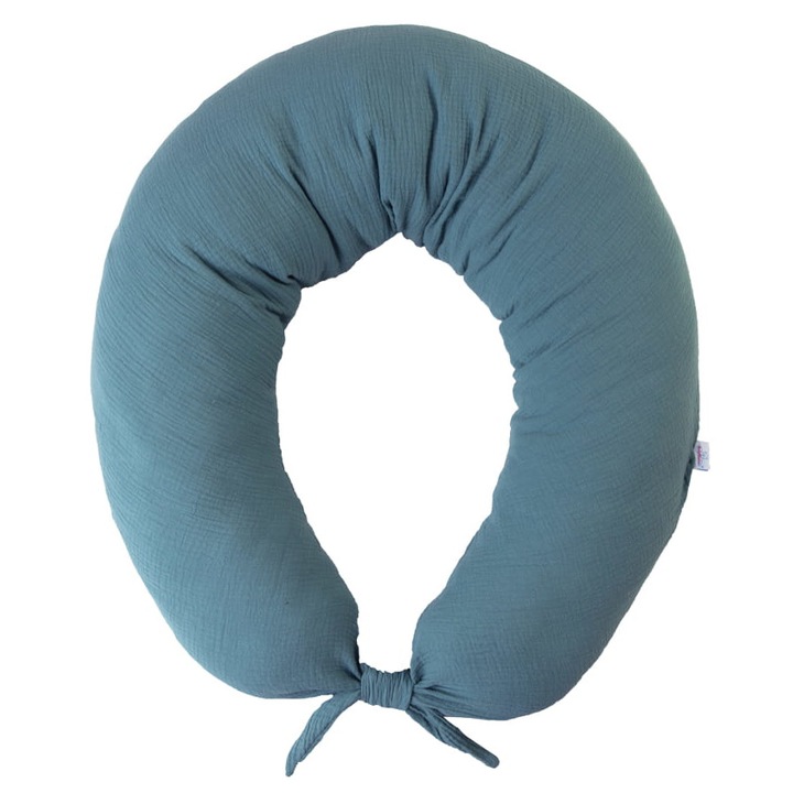 Perna de pozitionare din muselina, BabyMatex, Moon, Bumbac, 260 cm, Albastru