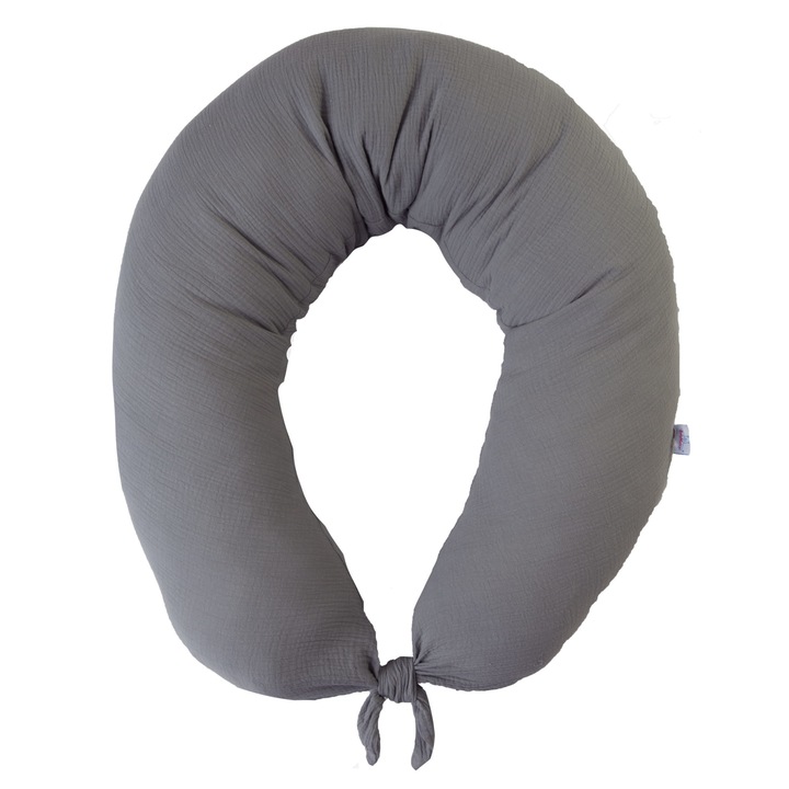 Perna de pozitionare din muselina, BabyMatex, Moon, Bumbac, 260 cm, Gri inchis