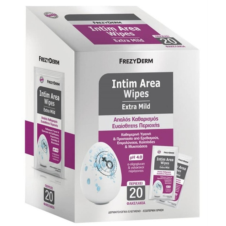 Servetele igiena intima, Frezyderm, pH4, Pentru zone sensibile, 20 buc
