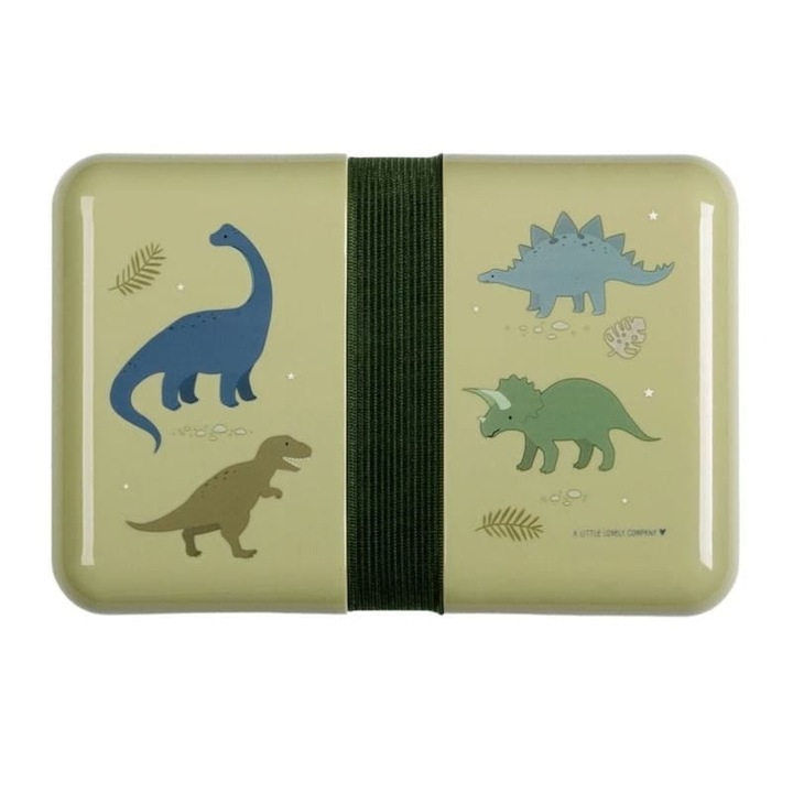 Caserola pranz, A Little Lovely Company, Model- Dinozauri, 18 x 12 x 6 cm, Multicolor