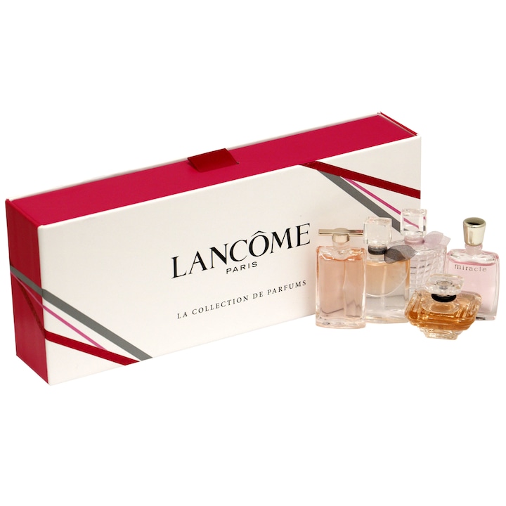 Apa de parfum Lancome miniature set: Idole, 5 ml + La Vie Est Belle, 4 ml + Tresor 7,5 ml + La Vie Est Belle Flower of Happiness, 4 ml + Miracle, 5 ml