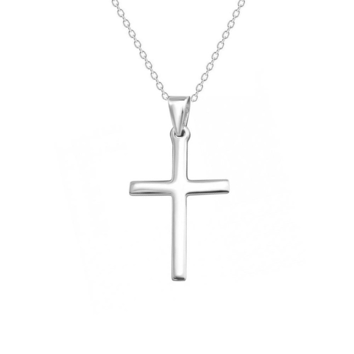 Сребърно колие с висулка кръст, верижка, кутия за бижута, Сребрист, Универсален