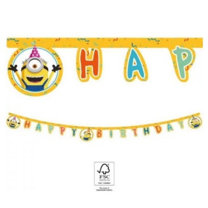 Банер Happy Birthday Minions 2 The Rise of Gru, Minions FSC, 2 m