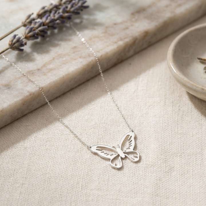 Lantisor cu pandantiv fluture din argint rodinat,42cm ARTOR, LF25