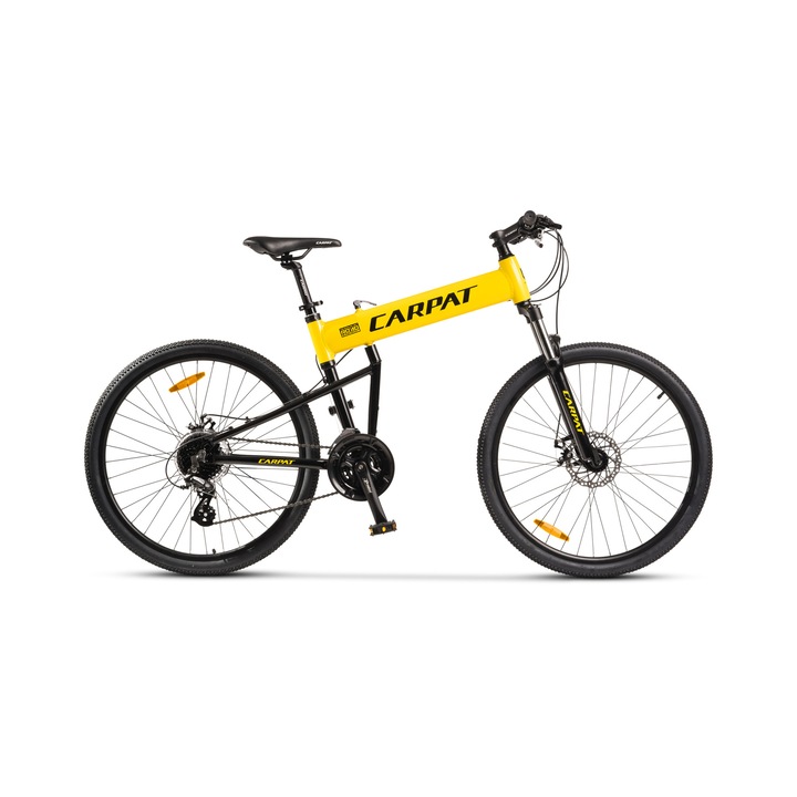 MTB-сгъваем велосипед Hummer CARPAT C2641S, скоростен лост Shimano Altus RD-M310-L, 24 скорости, алуминиева рамка, 26-инчови колела, дискови спирачки, жълто/черно