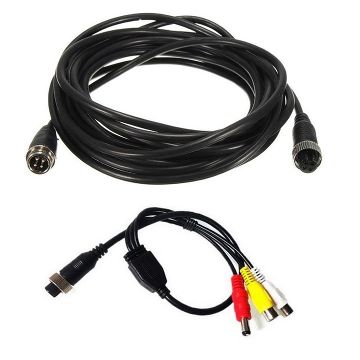 Cablu Pentru Camere Auto 4 Pin 10Mt + Adaptor Pt Conectare Camera Marsarier La RCA