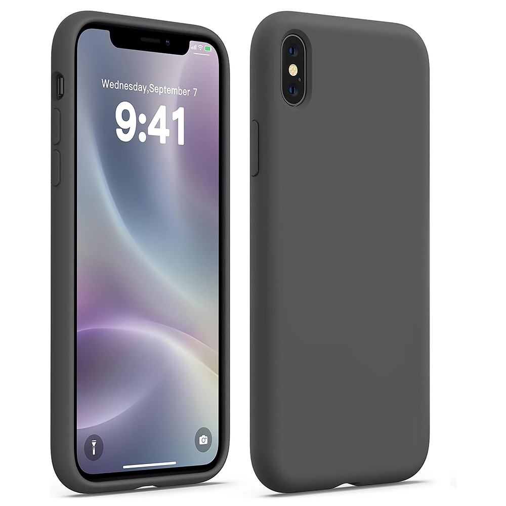 Husa CASEY STUDIOS™ compatibila cu iPhone XR, Soft Silicone Premium, Microfibra in Interior, Dark Gray, de Protectie, Ultra Slim, pentru Incarcare Wireless, Margini Ridicate de Protectia Ecranului si a Camerelor