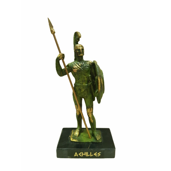 Ahelos figura, Achilles, Fém, Zöld oxidáció, 13 cm