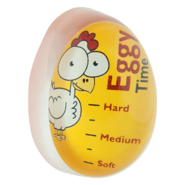 Таймер за варене на яйца, ефект на промяна на цвета, жълт, 5,5X4X2 cm