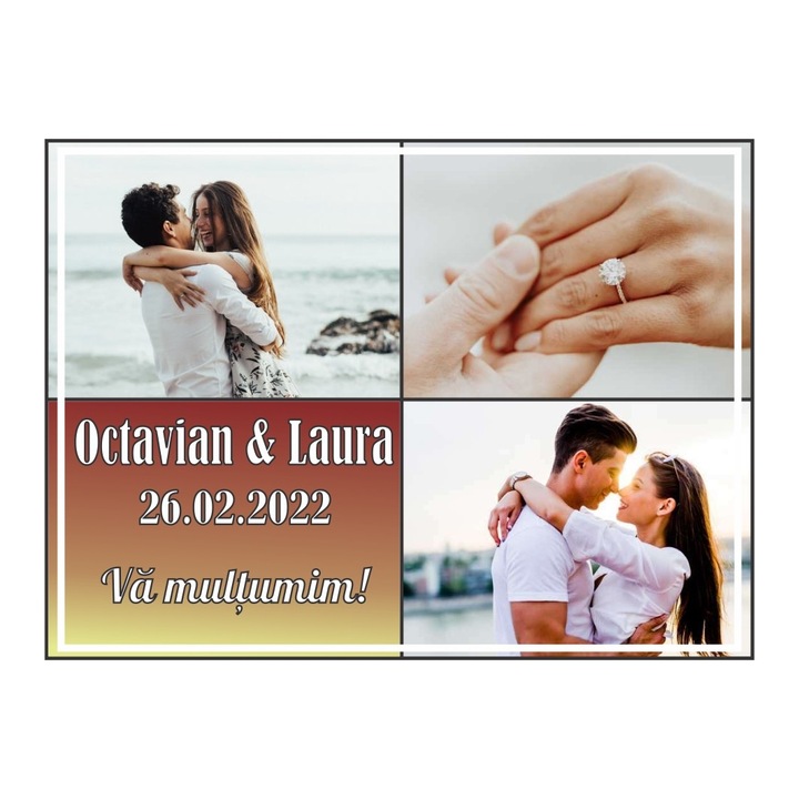 Esküvői anyakönyvi kivonat, Személyre szabott, Mágnes, 10×7 cm, MNM003