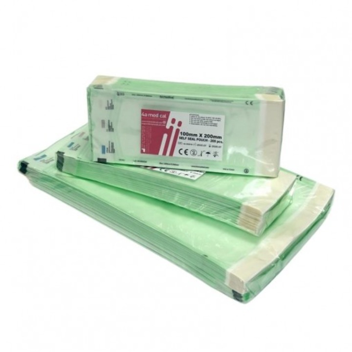Set 100 Pungi Autosigilante cu integrator pentru sterilizare 7.5 cm X 20 cm