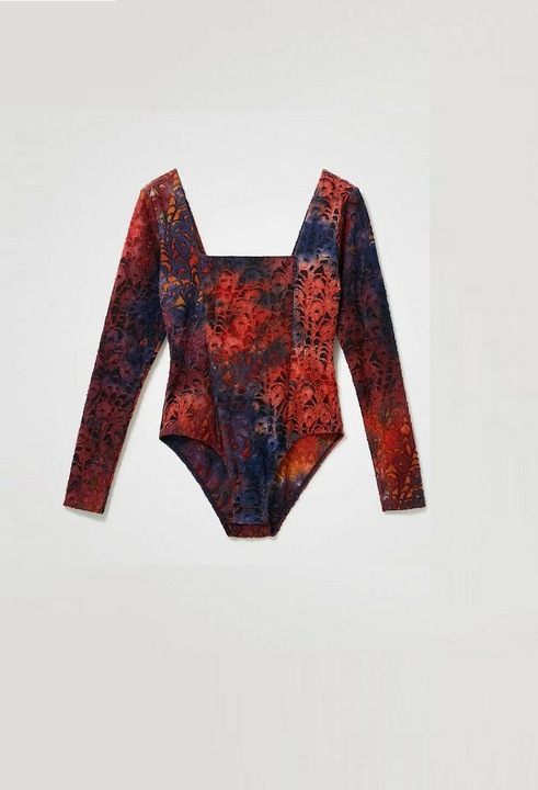 Bluza tip body cu decolteu patrat, Desigual