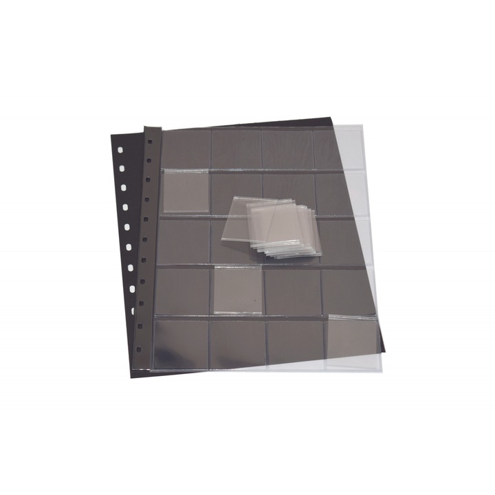 Coin-Combi fólia és fekete kartonlap, Biztonságos albumok, 20 db 40 x 44 mm-es zsebbel 38 mm átmérőjű érmék számára