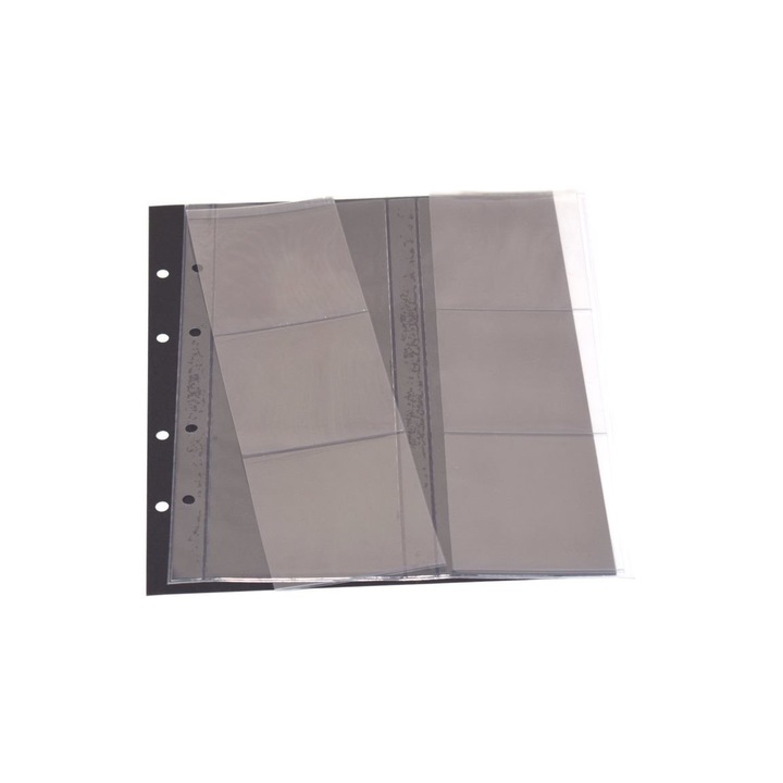 Set 2 folii Premium pentru 6 monede, Safe Albums, cu 6 buzunare pentru monede de pana la 74mm si foi de carton negru