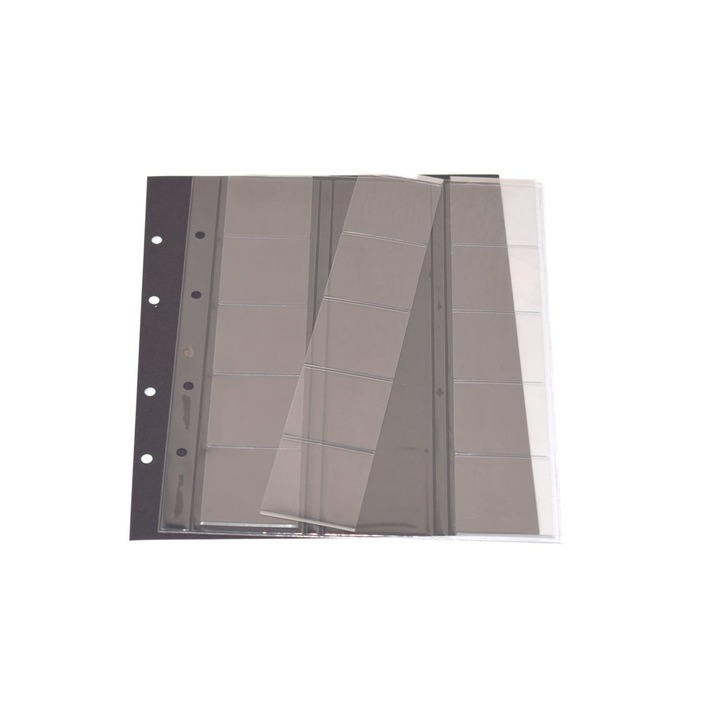 Set 2 folii Premium pentru 15 monede, Safe Albums, cu 15 buzunare pentru monede de pana la 44mm si foi de carton negru