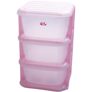 Dulap depozitare Primii Pasi cu 3 sertare, Roz Dulap depozitare Primii Pasi cu 3 sertare, Roz