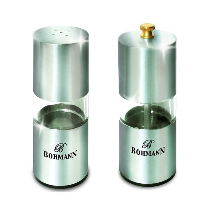 Set condimente Bohmann, 2 piese, inox/sticla
