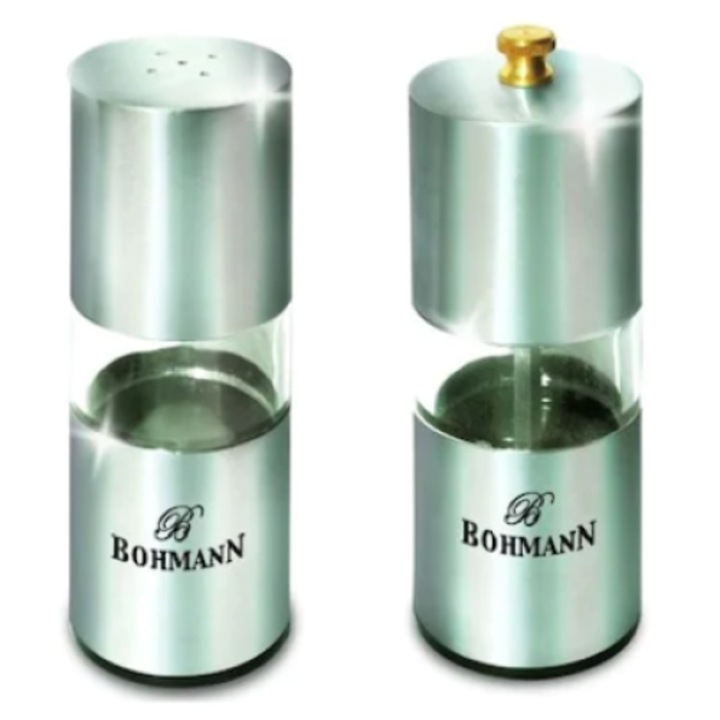 Set condimente Bohmann, 2 piese, inox/sticla