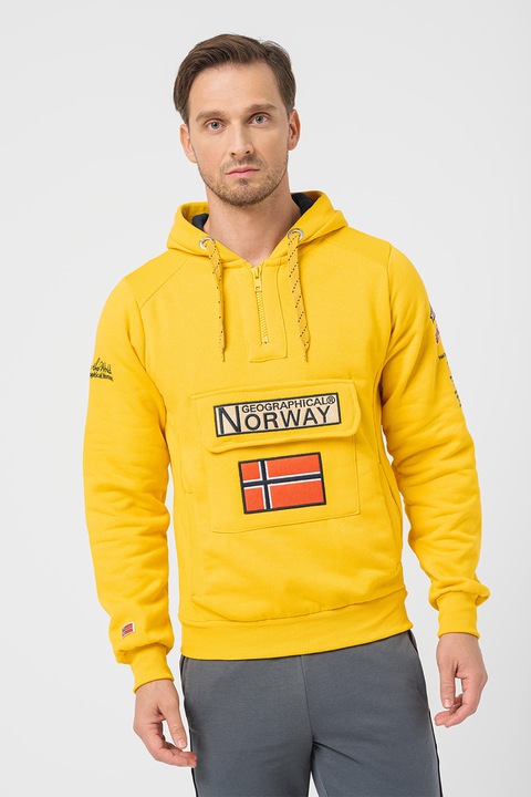 Geographical Norway, Худи с лого Gym Class, Шафраново жълто, XL