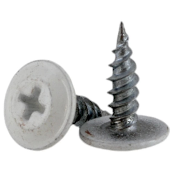 Set 1000 Surub autofiletant, cap plat, 4.2x14 mm, vopsit alb RAL 9010