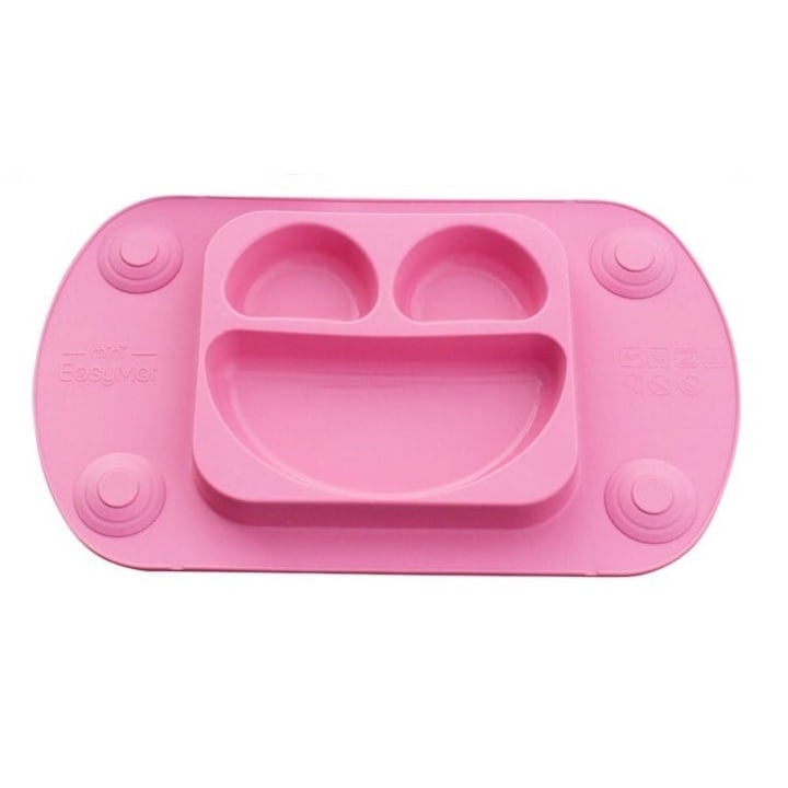 Farfurie din silicon 2 in 1, EasyTots, 29 x 19 x 2 cm, Roz