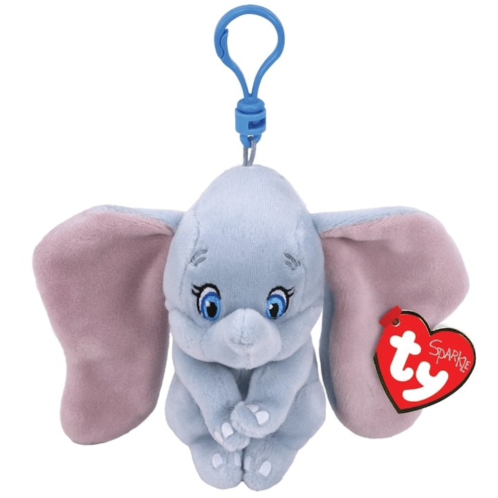 Breloc plus cu sunete Ty, elefantelul Dumbo - Disney, 8.5 cm