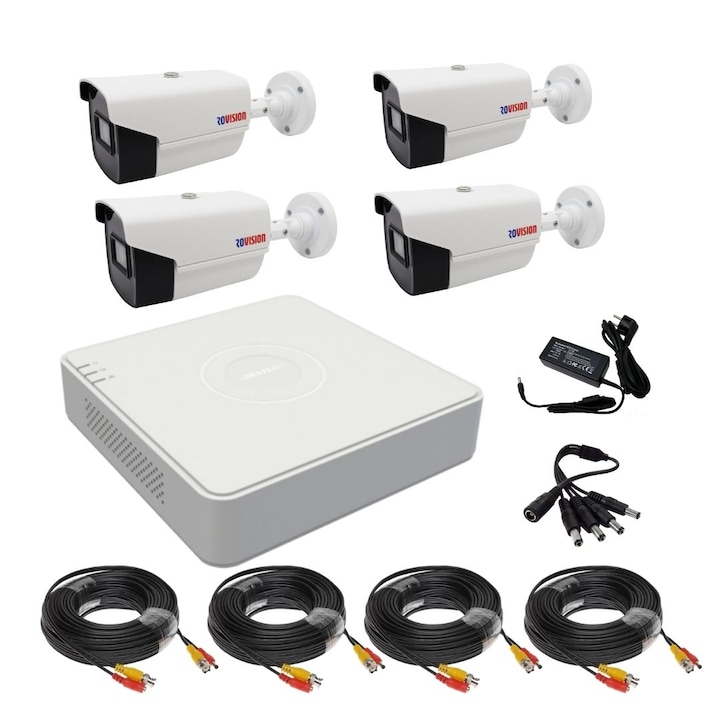 Sistem supraveghere video, Movols, POE, audio bidirectional, H265, P2P, Niciunul, 8CH 8MP cu 4 camere