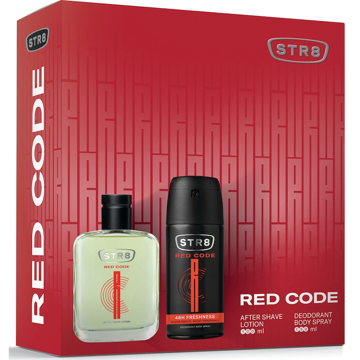 Set cadou STR8 Red Code, Barbati: Loțiune după bărbierit, 100 ml + Deodorant spray pentru corp, 150 ml