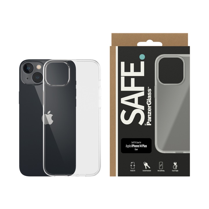 Hátul biztonságos TPU iPhone 14 Plus-hoz, átlátszó