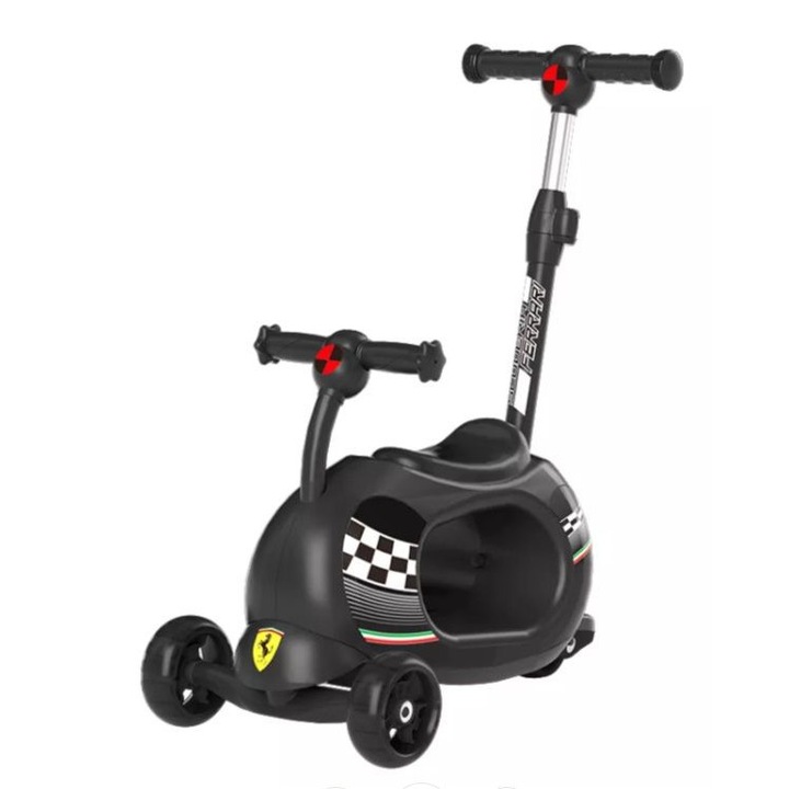 Trotineta pliabila multifunctionala Ferrari 4 in 1 Negru