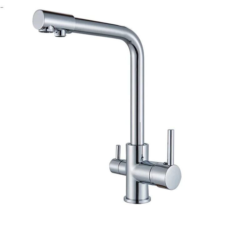 3 utas konyhai csaptelep, tisztító szűrőhöz, ezüst króm