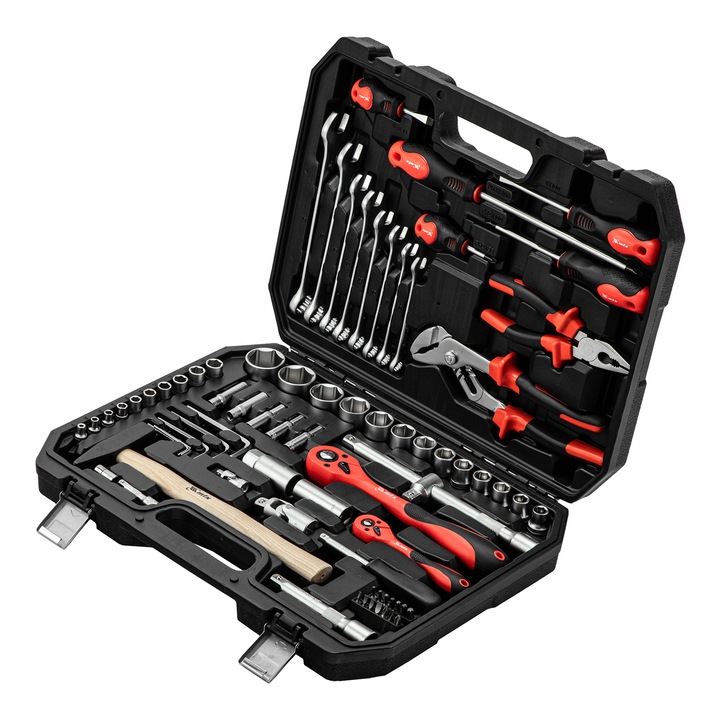 Комплект инструменти MTX, 1/2", 1/4", CrV, Пластмасова кутия, 76 бр